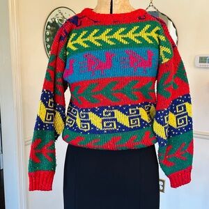 Vintage Colorful Women’s Wool Blend Sweater Sz Small
